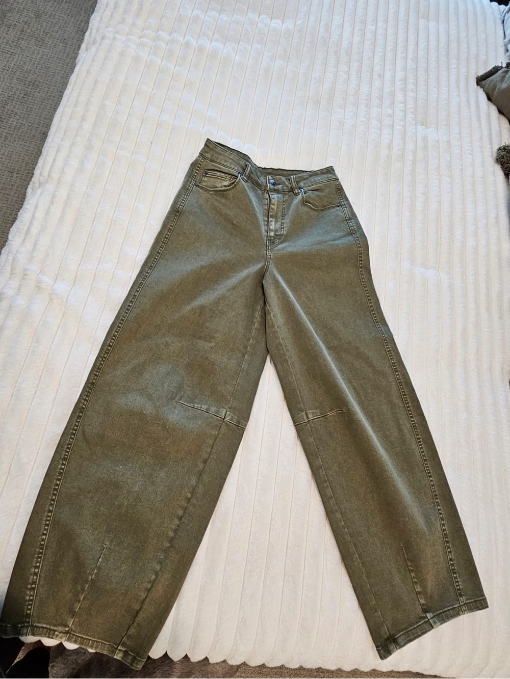 Oat New York Olive Green Wide Leg Jeans